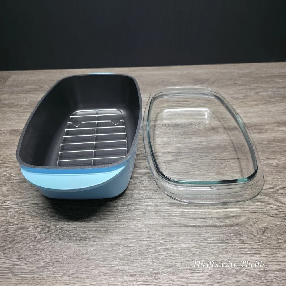 Cook' Essentials Blue 6 Qt Casserole Dish -  Cast Aluminum With Wire Rack - New‎